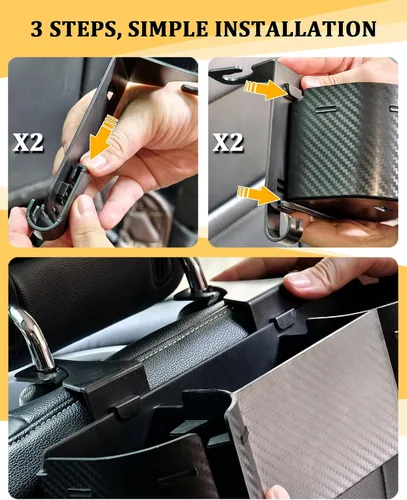 Vista 6 de Soporte para portavasos de asiento trasero de automóvil de 3.7 pulgadas con organizador, organizador de respaldo de asiento 4 en 1 de alta capacidad