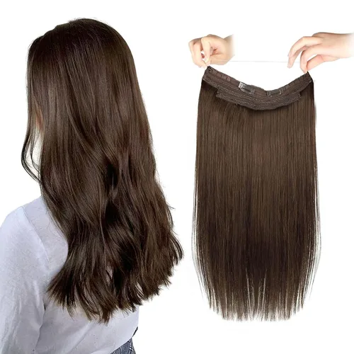Vista 33 de Sassina Extensiones de Cabello con Alambre Invisible Cabello Humano Real con Alambre Transparente Tamaño Ajustable Clips Seguros Naturales Liso