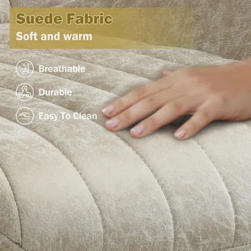 Vista 8 de Silla ergonómica de oficina giratoria de piel sintética para oficina en Beige