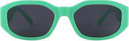 Vista 2 de COASION Gafas de sol rectangulares irregulares de moda para mujer, diseño vintage de moda, protección UV