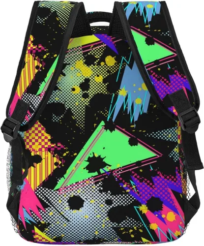 Vista 4 de Mochila retro de los años 80 y 90, bonitas bolsas para laptop, bolsas de hombro, viajes, senderismo, camping, mochila para hombres y mujeres