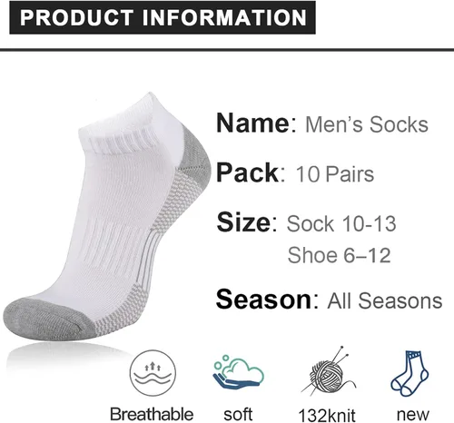 Vista 7 de COOVAN Paquete de 10 calcetines de corte bajo al tobillo para hombre calcetines casuales