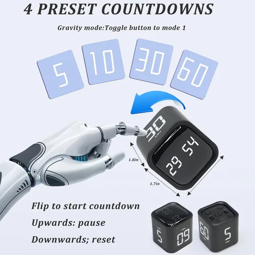 Vista 2 de Temporizador giratorio Pomodoro 5, 10, 30, 60 minutos preestablecido, temporizador de productividad de escritorio, cronómetro de cuenta regresiva