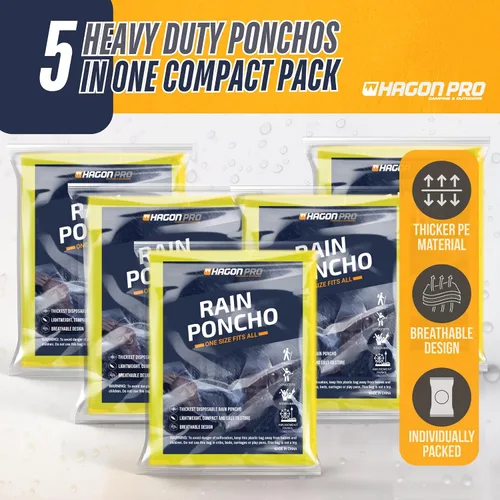 Vista 17 de Hagon PRO - Ponchos de lluvia desechables para adultos (paquete de 5)