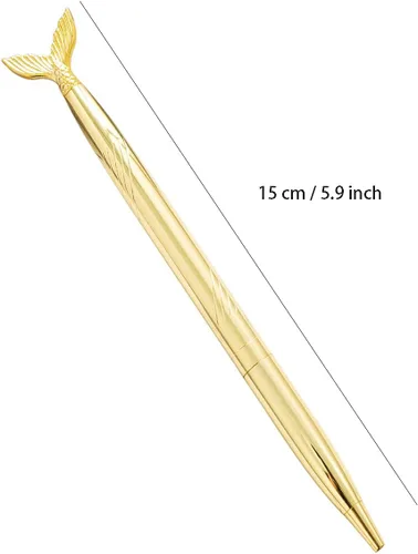 Vista 5 de 6 bolígrafos de metal con tinta negra, juego de bolígrafos delgados metálicos brillantes, decoración de fiesta de boda, suministros escolares