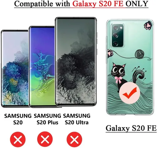 Vista 7 de Unov Funda para Galaxy S20 FE, transparente con diseño, ajuste delgado, buen agarre, funda de teléfono en relieve, cubierta protectora a prueba