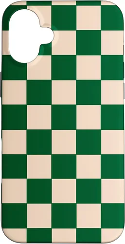 Vista 23 de Funda de tablero de ajedrez a cuadros blanco crema verde para iPhone 17