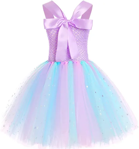 Vista 3 de Koatobbor Girls Mermaid Costume Mermaid Tutu Dress Color Led Light Up for Halloween Birthday Party 3-8Years