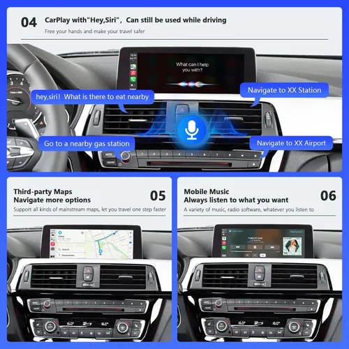 Vista 6 de Road Top Kit inalámbrico CarPlay Android Auto Retrofit para BMW EVO ID5/ID6 System (2017-2020), compatible con BMW 1 2 3 4 5 6 7 Series y M3 M4 M5