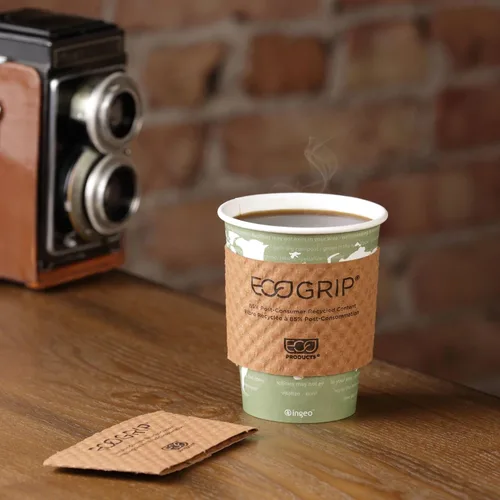 Vista 5 de Eco-Products EcoGrip funda para taza caliente de material reciclado, color café, caja de 1300 (EG-2000)