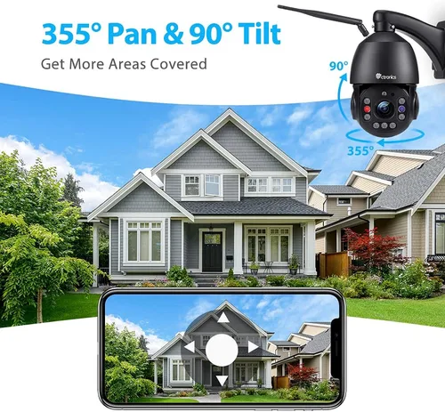 Vista 6 de Ctronics Cámara de seguridad con zoom óptico de 5MP 30X WiFi para exteriores, cámaras de vigilancia WiFi de 2.4/5Ghz con crucero y zoom automático