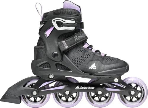 Vista 2 de Rollerblade Macroblade 84 Patines en línea para mujer, color negro y lavanda, patines en línea de rendimiento