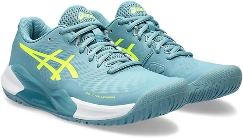 Vista 2 de ASICS Zapatillas Gel-Challenger 14 para mujer, 11, GRIS Azul/Amarillo de seguridad