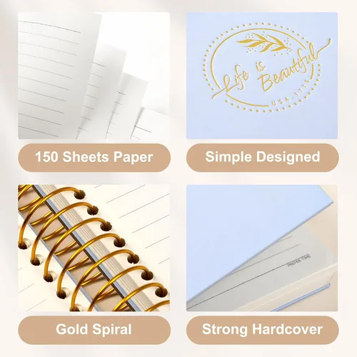 Vista 4 de Yoment Cuaderno pequeño en espiral, 300 páginas, cuadernos en espiral de tapa dura, cuaderno de 5.5 x 7.5 pulgadas, cuaderno de rayas