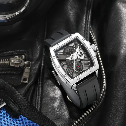 Vista 6 de Rembyga Relojes de pulsera para hombre con esfera luminosa y correa de silicona casual