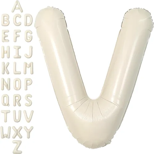 Vista 21 de SUWEN Globos de helio grandes de 102 cm (40 pulgadas) con letra S en color crema. Globos grandes de papel de aluminio con letra en helio, de A a Z.