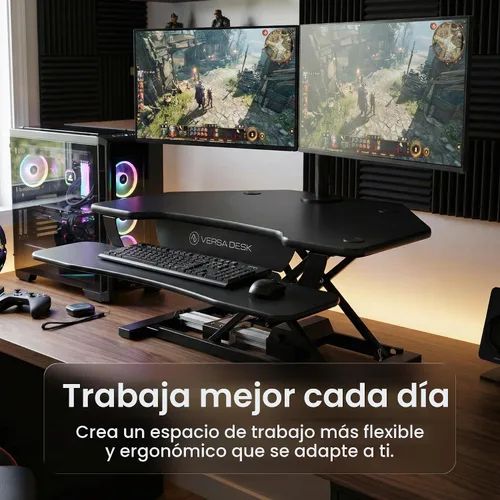 Vista 7 de VERSADESK® PowerPro™ - Convertidor de escritorio de pie de esquina de 36", elevador de escritorio de pie motorizado ajustable en altura de 36 Negro