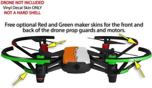 Vista 3 de Skin Wrap 2 Pack para DJI Ryze Tello Drone Ripped colores naranja blanco Drone No Incluidas