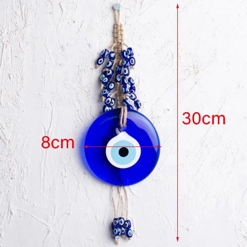 Vista 2 de Talismán de cristal azul contra el mal de ojo con cuentas pequeñas, dije de buena suerte, hogar, oficina, decoración del automóvil, jardín, adorno