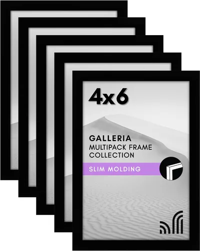 Vista 17 de Americanflat Portarretratos de 3 x 5 con plexiglás pulido, juego de 5 unidades, colección Galleria, marcos para mesa y pared, color negro