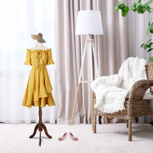 Vista 2 de Bonnlo Maniquí femenino mejorado con forma de torso para vestido, cuerpo de maniquí con soporte ajustable de goma y madera para exhibir joyería