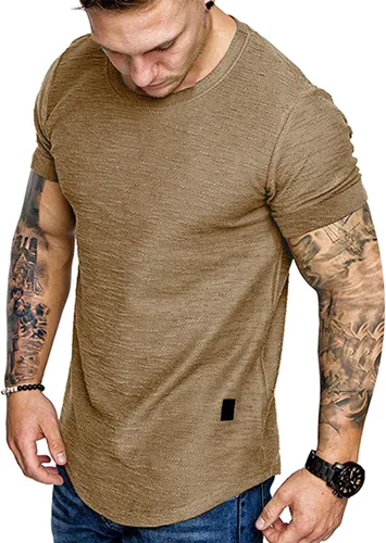 Vista 17 de Camiseta de Moda para Hombre, Camiseta Muscular de Gimnasio, Entrenamiento, Camiseta Atlética de Algodón, Camiseta Superior 240-azul