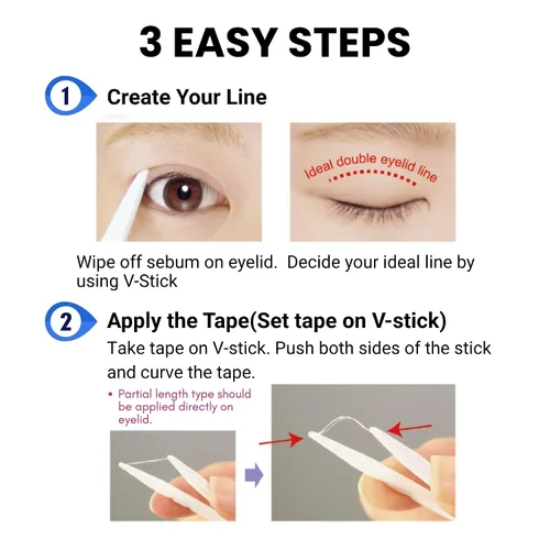 Vista 8 de D-UP Cinta invisible de doble párpado para ojos con capucha, calcomanías impermeables para párpados, adhesivo de doble cara, tiras de elevación