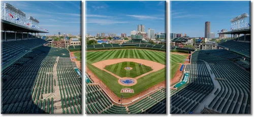 Vista 19 de TUMOVO American Major Baseball - Lienzo decorativo para pared, diseño de estadio de los Bravos, 3 piezas, arte de pared de Filadelfia, cuadros