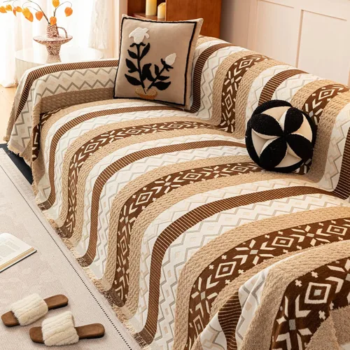 Vista 42 de HANDONTIME Fundas de Sofá Sillón Funda de Sofá Boho para Perros Caqui Funda de Sofá con Borlas Silla Reclinable Funda de Futón Lavable 1 Cojín Sofá