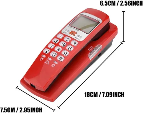 Vista 8 de DTMF Teléfono de Identificación de Llamadas, Teléfono con Cable Escritorio Put, Teléfono de Extensión de Moda Fija para el Hogar. (Rojo)