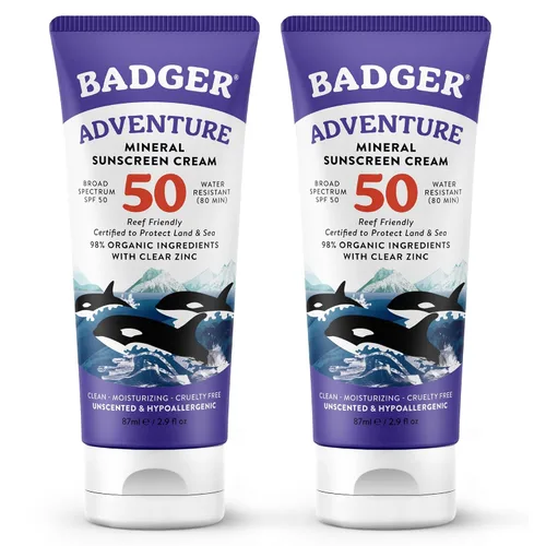 Vista 13 de Badger Protector solar biodegradable seguro para arrecifes, protector solar mineral SPF 50, 98% ingredientes orgánicos, sin perfume, resistente al