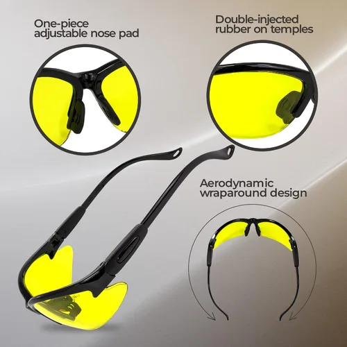 Vista 3 de Gafas de sol de seguridad con lentes amarillas, ideales para deportes de tiro