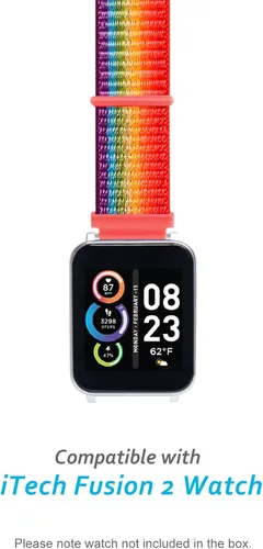 Vista 2 de BlackPro Compatible con correas de reloj iTech Fusion 2 / iTech Fusion 2R, diseño de velcro de nailon, transpirable y ajustable con pasadores