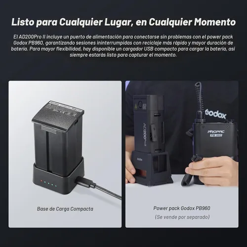 Vista 8 de GODOX AD200 PRO II Flash (2025) AD200 PRO Strobe, Actualizado 200Ws 2.4G 1/512 a Potencia Completa (1/1) Ajuste de Potencia en Diez Pasos, Modo