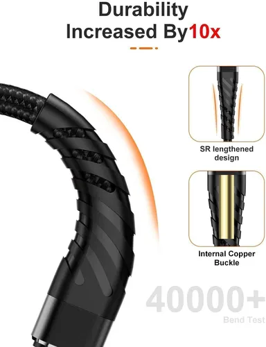 Vista 2 de CyvenSmart (Paquete de 2) Cable de carga largo para iPhone de 6 pies [con certificación MFi], Cable de carga rápida Lightning de 6 pies para iPhone