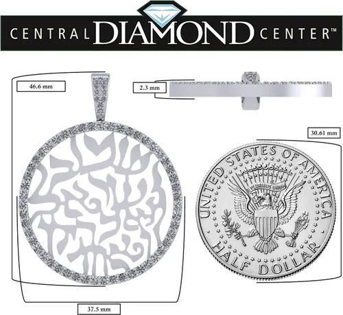 Vista 2 de Central Diamond Center Shema Israel - Collar con colgante de oración hebrea en plata de ley maciza