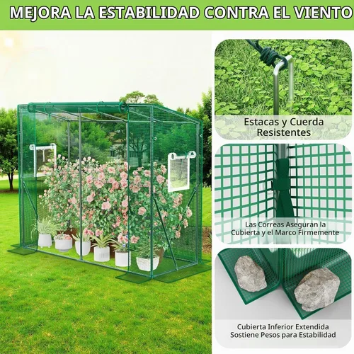 Vista 2 de SPECILITE Invernadero resistente para exteriores, casa verde portátil con cubierta gruesa de polietileno, puerta enrollable con cremallera y 2
