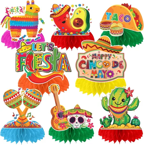 Vista 23 de JULMELON Paquete de 8 piezas de decoraciones de mesa para el 4 de julio, centros de mesa de panal, centros de mesa dobles de 3D para el 4 de julio