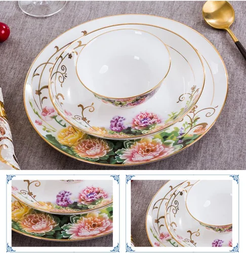 Vista 7 de 60pcs Vajilla Sets Tazones Platos Cucharas Bandeja Plato Jingdezhen Hecho A Mano Arte Cerámica Chinaware Porcelana Tazón Vajilla Tazón