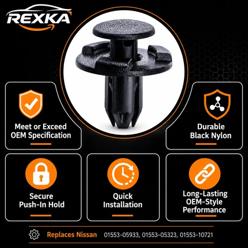 Vista 5 de Rexka 10 piezas Fender Liner Cowl Grille Parachoques Bajo Cubierta Clip de Empuje Tipo Retenedor Compatible con Nissan Infiniti 01553-05933