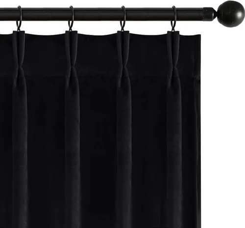 Vista 8 de MIULEE Cortinas opacas plisadas de terciopelo azul marino, 40 x 96 pulgadas