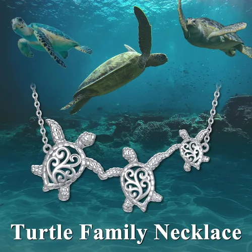 Vista 6 de Hammerhead SharkTurtle Filigree FamilyStarfishCrab Necklace Sterling Silver Sea Animal Beach Necklace for Women Girls