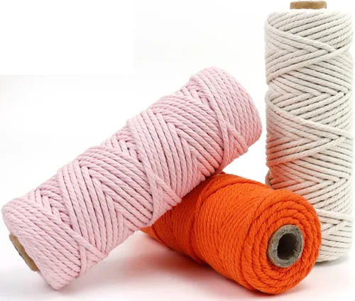 Vista 8 de JeogYong Cuerda de macramé de 0.118 in, hilo de algodón de 164 yardas, para manualidades de tejer, tejer, juego de 3 cuerdas de macramé