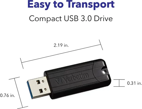 Vista 4 de Verbatim 128GB Pinstripe USB 3.2 Gen 1 Unidad Flash Retractable - Negra