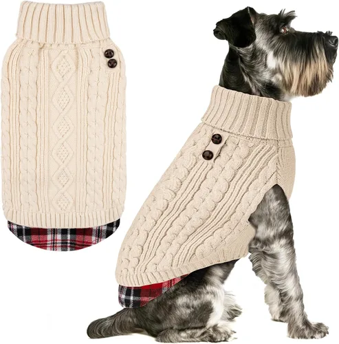Vista 7 de KYEESE Suéter suave para perros pequeños, machos, abrigado, de cuello alto, ropa elástica de punto para gatos, abrigo cómodo para cachorros