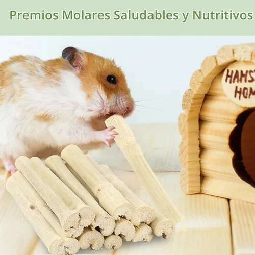 Vista 7 de Palitos de bambú dulces de 10.58 oz para conejos, juguetes para masticar