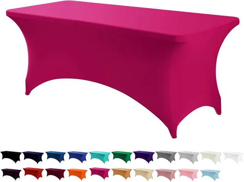 Vista 9 de Peomeise - Funda de mesa de elastano de 4 pies, mantel rectangular elástico de elastano (verde manzana, 4 pies)