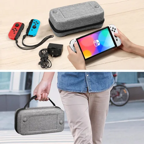 Vista 7 de Fintie Large Carrying Case for Nintendo SwitchSwitch OLED Model - Fits AC Adapter Charger, Shockproof Hard Shell Protective Cover w20 Games Storage