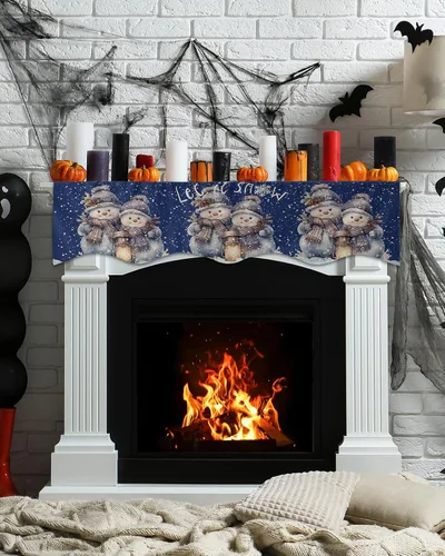 Vista 3 de Funda para bufanda de chimenea de muñeco de nieve de invierno, para Navidad, Halloween, Acción de Gracias, otoño, decoración de interiores, Navidad