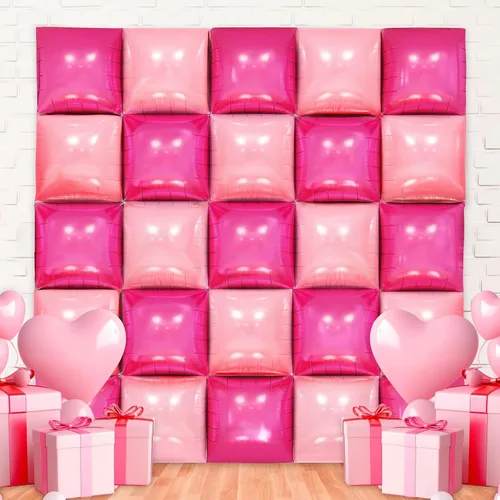 Vista 8 de MEMOVAN Globos cuadrados de papel de aluminio negro y dorado, telón de fondo de pared de doble cara, globos metálicos negros y dorados, guirnalda